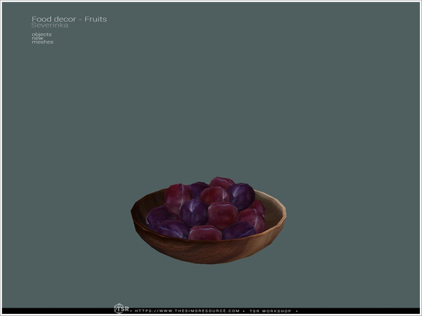 Sims 4 — Food decor - plums plate by Severinka_ — Set of decorative food - plates with fruits. - friuts tray