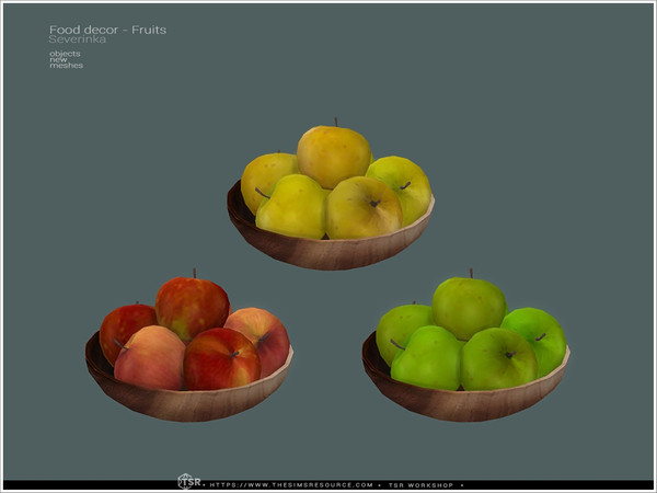 Sims 4 — Food decor - apples plate by Severinka_ — Set of decorative food - plates with fruits. - friuts tray