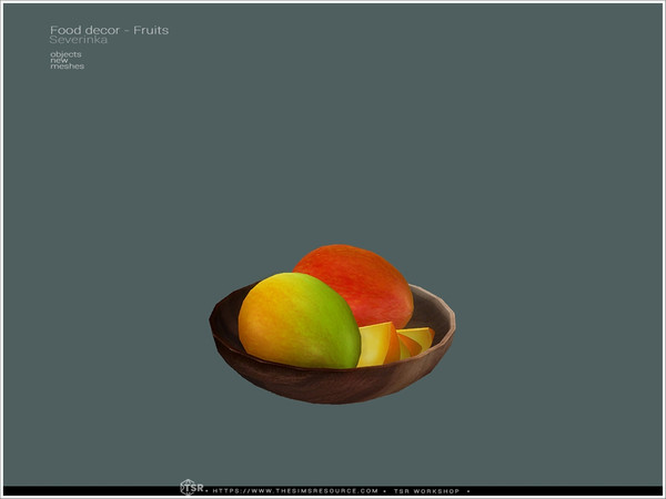 Sims 4 — Food decor - mango plate by Severinka_ — Set of decorative food - plates with exotic fruits. - friuts cutting