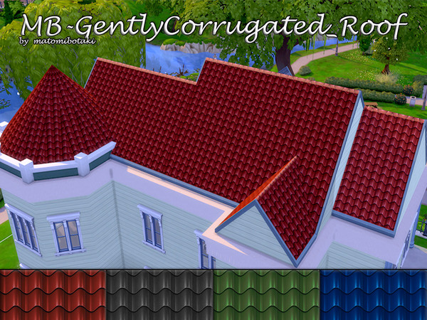 Sims 4 — Gently Corrugated Roof by matomibotaki — Gently corrugated roof tiles give this roof a special look, comes in 4