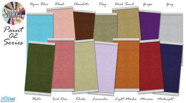 Sims 2 — Studio K Paint 02 Series - 01 by StudioKhagerks — 1-14 of 28 colors. Coordinates with the Studio K Carpet