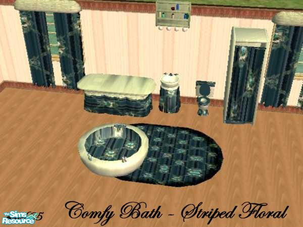 Sims 2 — Striped Floral Bath by ead425 — recolor of Comfy Bath - MESHES found at