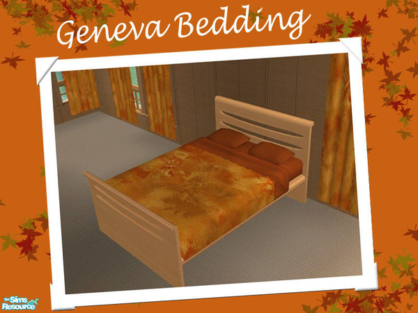 Sims 2 — Geneva Bedding by Shakeshaft — Part of a new bedroom mesh set, in a modern style and rich autumnal colours, set