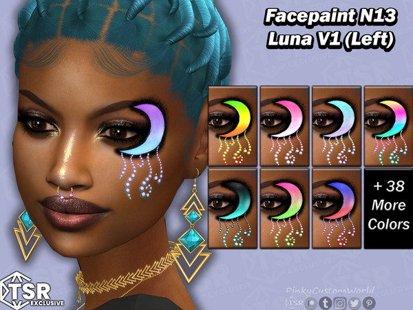 Sims 4 — Facepaint N13 - Luna V1 Left (MouthScar) by PinkyCustomWorld — Cute facepaint featuring a beautiful moon with