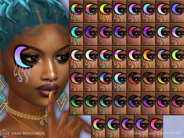 Sims 4 — Facepaint N13 - Luna V1 Right (BrowScar) by PinkyCustomWorld — Cute facepaint featuring a beautiful moon with