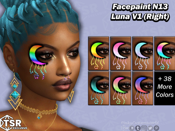 Sims 4 — Facepaint N13 - Luna V1 Right (MouthScar) by PinkyCustomWorld — Cute facepaint featuring a beautiful moon with