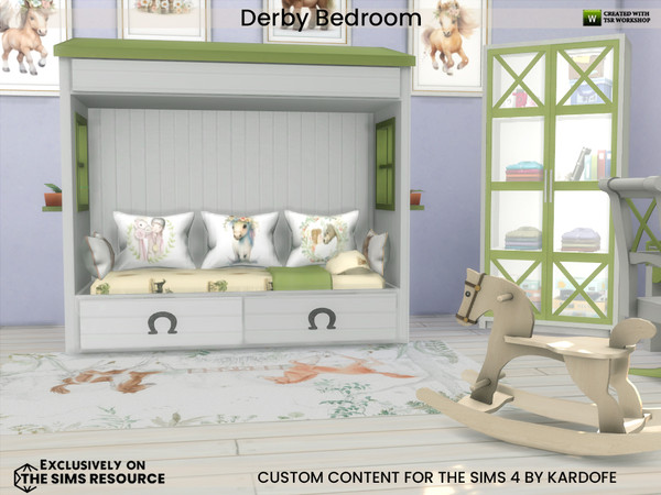 Sims 4 — Derby End Table by kardofe — Junior bedroom, for the little sims who love horses, with a funny little house-bed