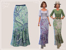 Sims 4 — Paisley Skirt by Paogae — Long skirt with paisley pattern in three colors, perfect for autumn or spring days,