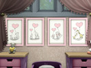 Sims 4 — Balloon Hearts by spitzmagic — Lovely prints of 4 animal familys carring Ballon Hearts. Wall decorations.