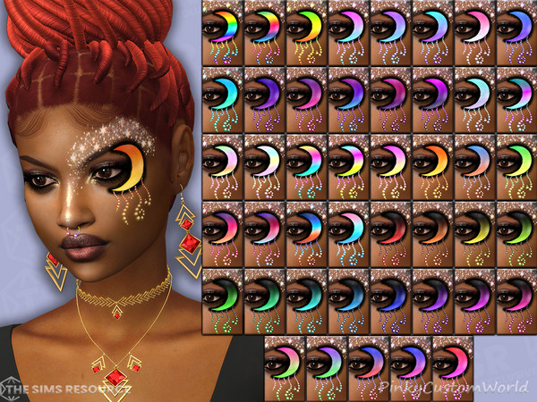 Sims 4 — Facepaint N13 - Luna V2 Left (Brow Scar) by PinkyCustomWorld — Cute facepaint featuring a beautiful moon with