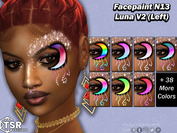 Sims 4 — Facepaint N13 - Luna V2 Left (Mouth Scar) by PinkyCustomWorld — Cute facepaint featuring a beautiful moon with