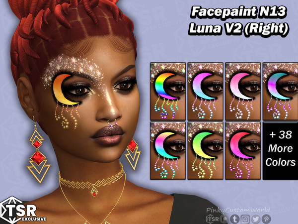 Sims 4 — Facepaint N13 - Luna V2 Right (Blush) by PinkyCustomWorld — Cute facepaint featuring a beautiful moon with