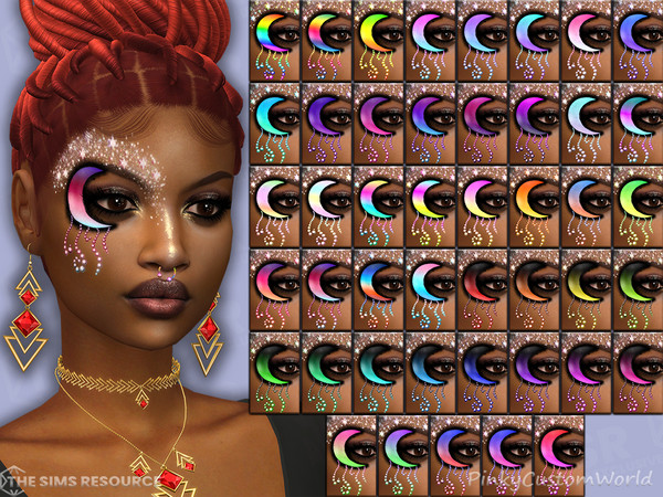 Sims 4 — Facepaint N13 - Luna V2 Right (Brow Scar) by PinkyCustomWorld — Cute facepaint featuring a beautiful moon with