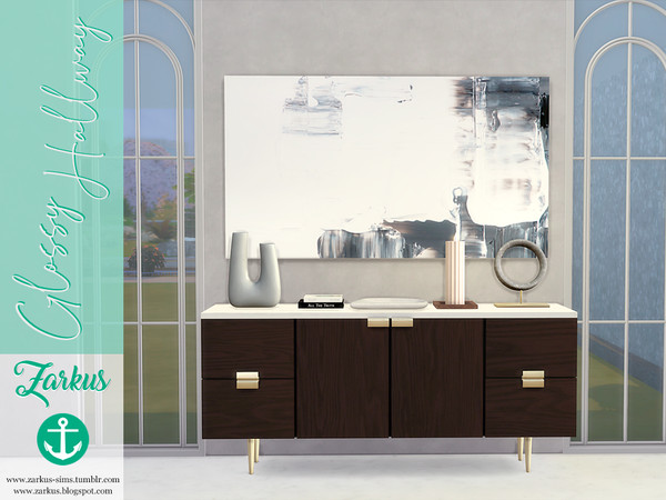 Sims 4 — Glossy Hallway Disc Decor by zarkus — The set is composed by 7 meshes