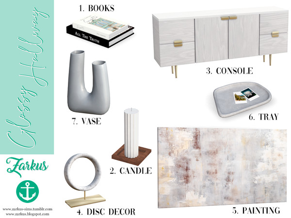 Sims 4 — Glossy Hallway Painting by zarkus — The set is composed by 7 meshes