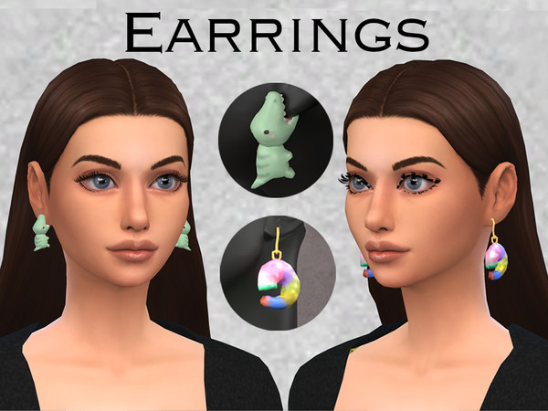 Sims 4 — Earrings Animals by lyonalife — female, male