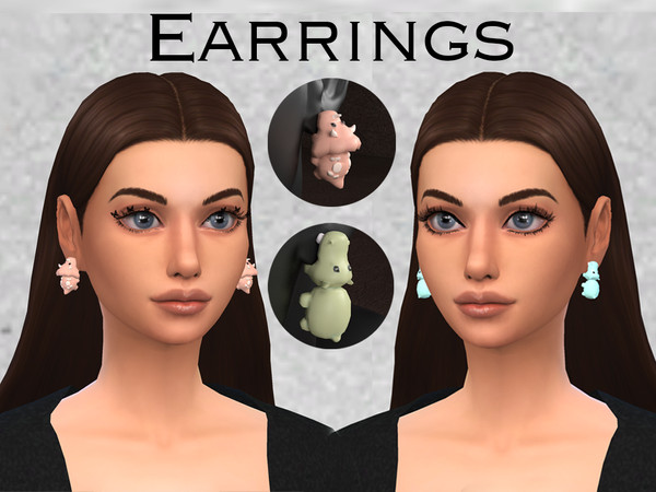 Sims 4 — Earrings Animals (Hippo, Dino) by lyonalife — female, male category Accessories custom thumbnails for each