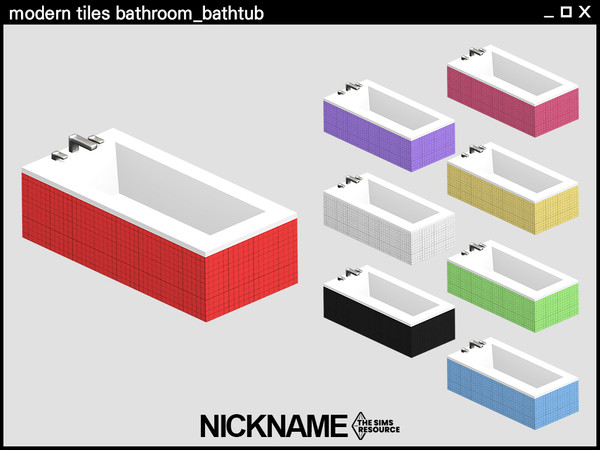 Sims 4 — modern tiles bathroom_bathtub by NICKNAME_sims4 — Bathroom set with tile and color as a point. 13 package files.