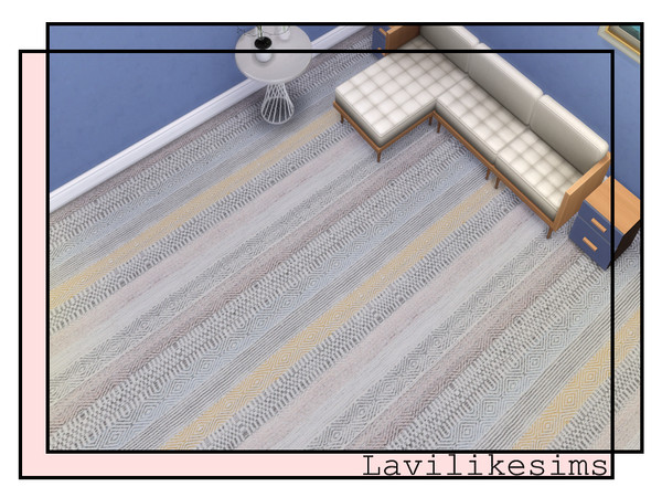 Sims 4 — Boho Striped Floor by lavilikesims — Stripe carpet with diamond patterns, in 7 colours
