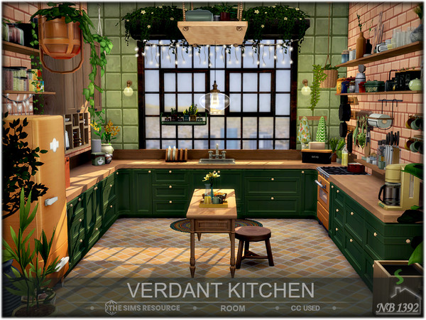 Sims 4 — Verdant Kitchen (CC only TSR!) by nobody13922 — This inviting space is a fusion of diverse patterns, vintage
