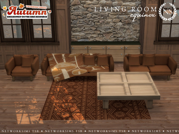 Sims 4 — Equinox Living - Coffee Table by networksims — A cozy autumnal living room set. Part I includes the following