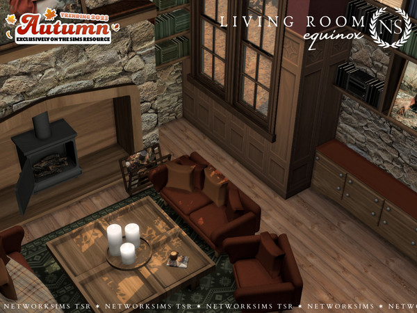 Sims 4 — Equinox Living - Loveseat by networksims — A cozy autumnal living room set. Part I includes the following