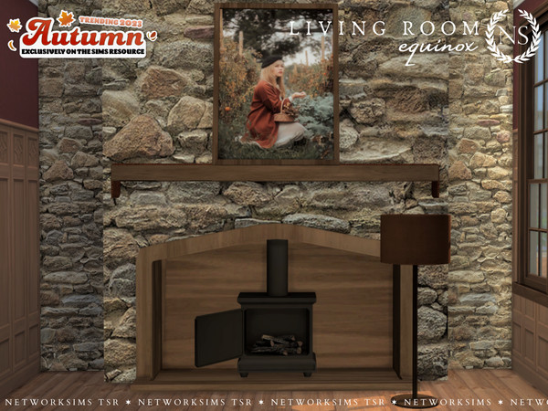 Sims 4 — Equinox Living - Decorative Fireplace Surround Medium by networksims — A cozy autumnal living room set. Part II