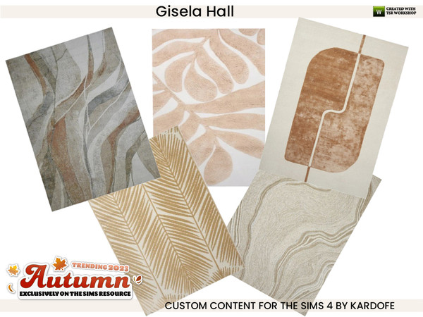 Sims 4 — Kardofe_Gisela Hall_Rug by kardofe — Living room with an autumnal atmosphere, with warm colours and materials,