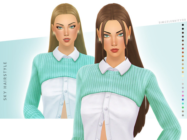 Sims 4 — [SC00]SkyHairstyleV1.package by simcelebrity00 — A long straight hairstyle with two versions that comes in the