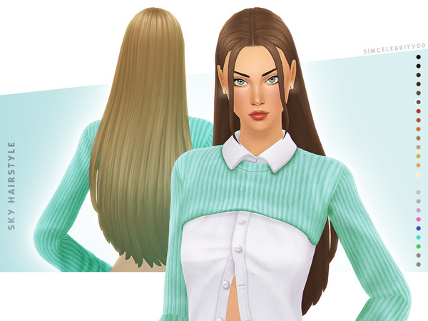 Sims 4 — [SC00]SkyHairstyleV2.package by simcelebrity00 — A long straight hairstyle with two versions that comes in the