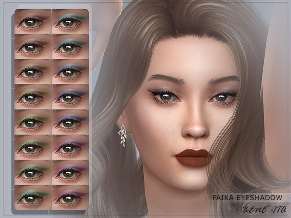Sims 4 — Faika Eyeshadow (HQ) by Benevita — Faika Eyeshadow Makeup Category HQ Compatible 16 Swatches For Female (Teen to