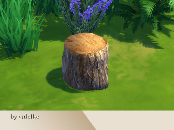 Sims 4 — Wood stump chair by videlke2 — Outdoor set for nature lovers, gardens and fantasy lots.