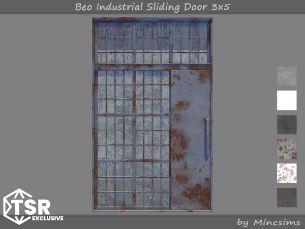 Sims 4 — Beo Industrial Sliding Door 3x5 by Mincsims — This set was designed for Industrial vibe. The set consists of 9