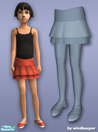 Sims 2 — Girls Ruffle Skirt - mesh by Windkeeper — New body mesh - girls ruffle skirt. Fat state included, bumpmap