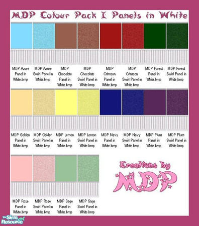 Sims 2 — MDP Colour Pack I Panels in White by MelandStv — There are 20 colourful walls in this set. They are part of my