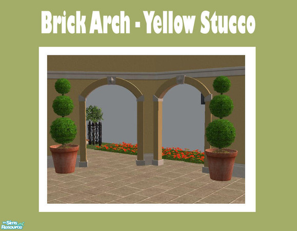 Sims 2 — Brick Arch Yellow Stucco by Shakeshaft — Part of a new mesh Archway Set with straight and diagonal mesh and