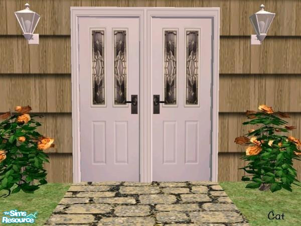 Sims 2 — Sign Door Double Long Windows White by cat3cm — by cat