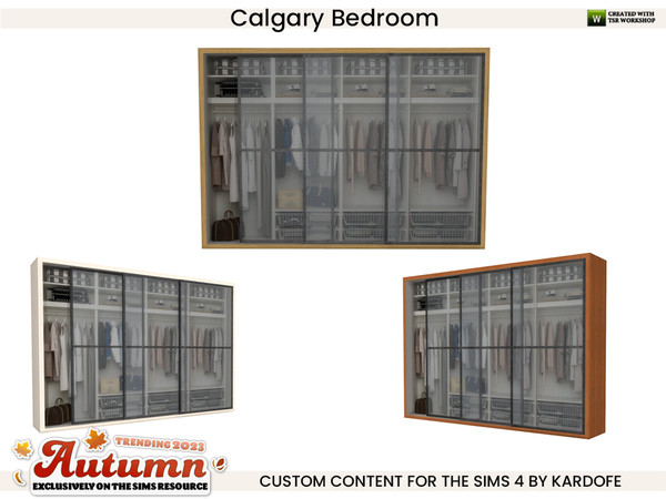 Sims 4 — Calgary BedroomCloset by kardofe — Industrial style bedroom, with autumn-inspired textiles, which create a