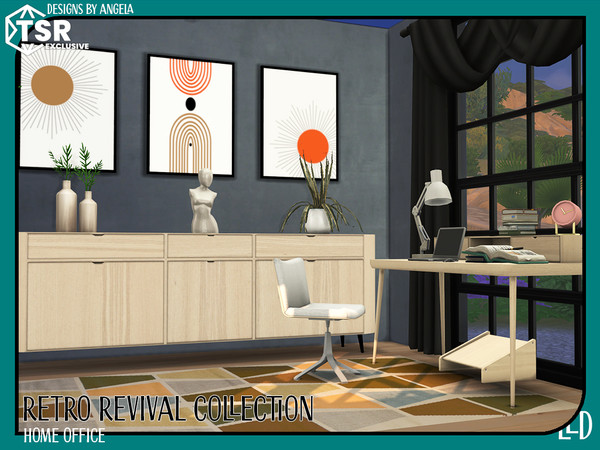Sims 4 — Retro Revival Collection Home Office Desk by Angela — Retro Revival Collection Home Office Edition.