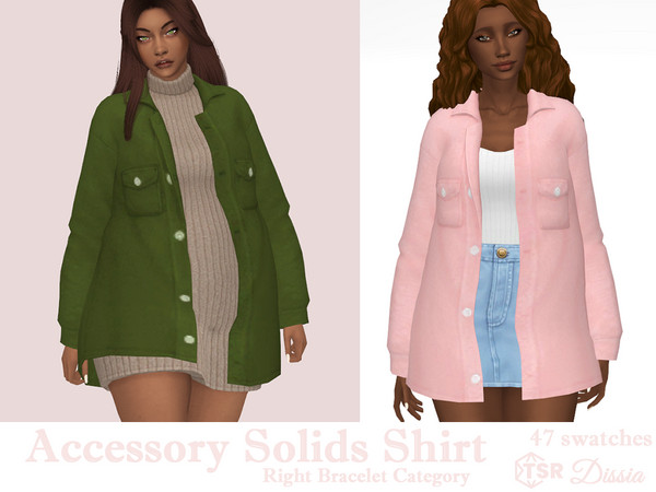 Sims 4 — Accessory Solids Shirt (Recolor) by Dissia — Solids recolor of my accessory plaid long sleeves long shirt or