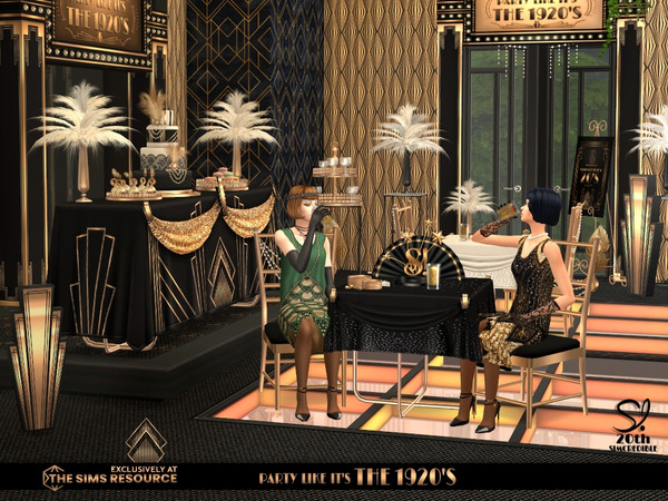Sims 4 — Party like the 20s - Feathers Decor by SIMcredible! — Part II of SIMcredible's 20th anniversary! This is the
