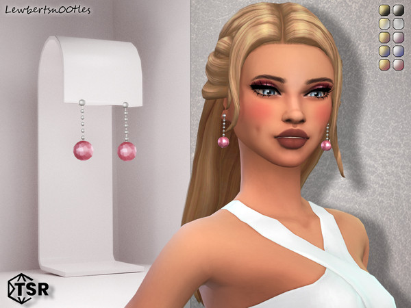 Sims 4 — Julia Earrings by Lewbertsn00tles — Earrings featuring dangling, sparkling spheres. New Mesh