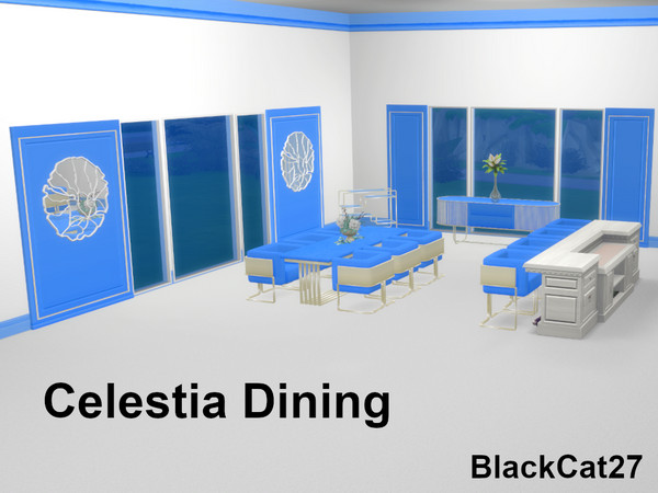 Sims 4 — Celestia Dining Sideboard by BlackCat27 — A contemporary dining set consisting of 9 objects