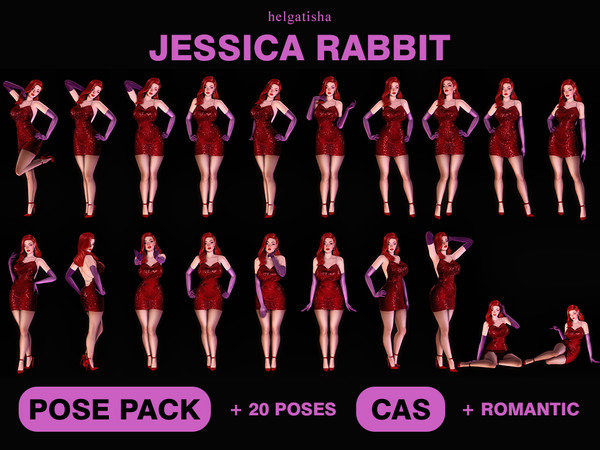 Sims 4 — [helgatisha] Jessica Rabbit poses.package by HelgaTisha — 20 poses