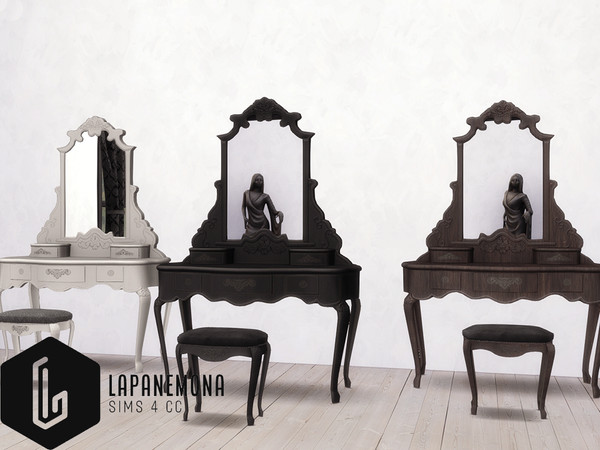 Sims 4 — Vintage vanity table - Very goth set by Lapanemona — Halloween is coming, which is my very favorite holiday. I
