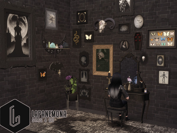 Sims 4 — Very goth wall decoration set by Lapanemona — Here is the second part of my Very goth set.