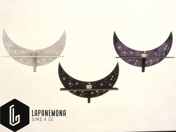 Sims 4 — Crescent Moon shelf - Very goth set by Lapanemona — Here is the second part of my Very goth set.
