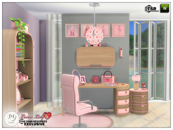 Sims 4 — lovee loly corner furniture by jomsims — Transform your space with the Lovee Loly Girly set. end table, ceiling