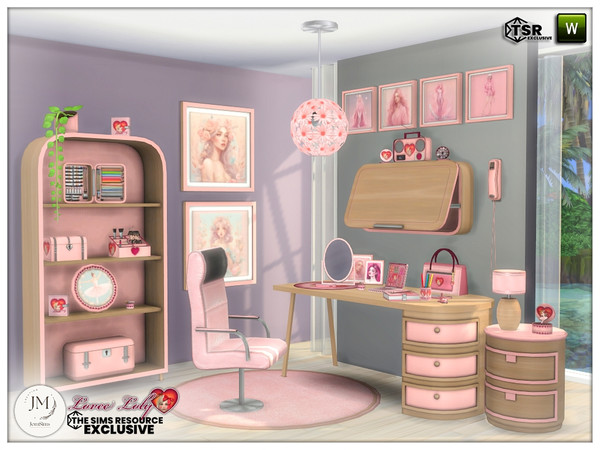 Sims 4 — lovee loly corner wall paintings2 by jomsims — Transform your space with the Lovee Loly Girly set. end table,