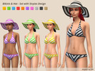 Sims 4 — Bikinis & Hat with Stripes Pattern by Arky951 — A set made for a hot and lovely day on the beach or at the